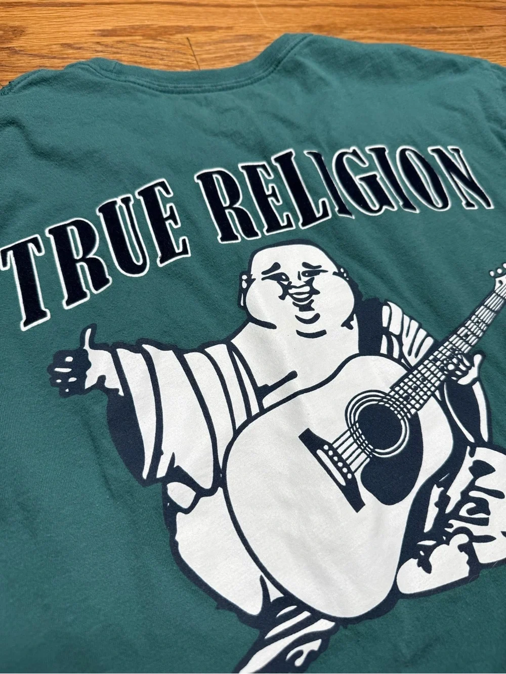 Vintage True Religion Y2K T Shirt Buddha Green Men’s Large Vtg 2000s